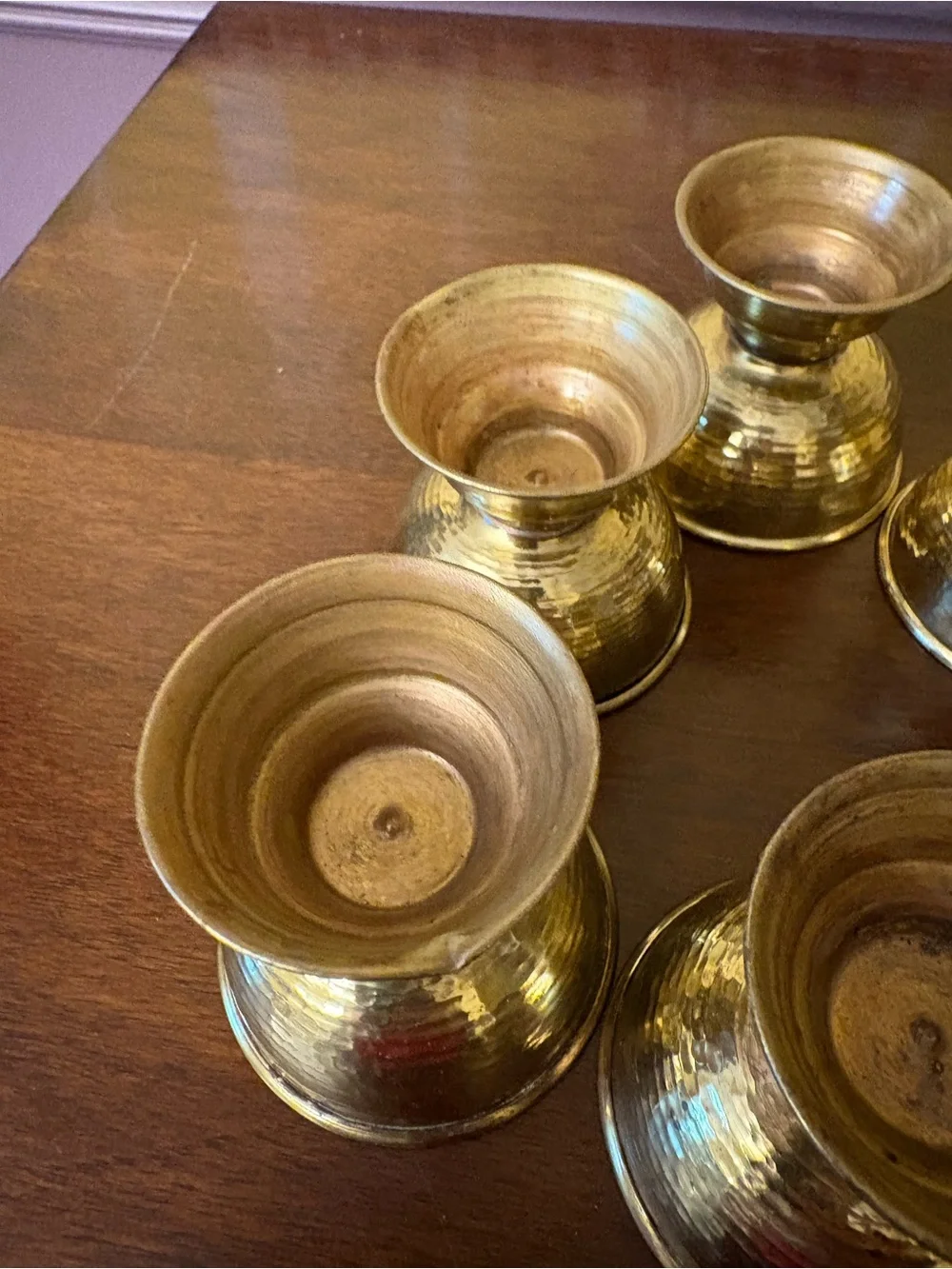 Set of 6 Vintage Brass Goblets - Gold Tone